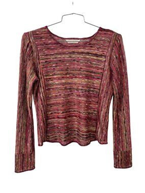 Y2K Melrose Studio Sweater Top Medium Crewneck Long Sleeve Multicolor Knit NEW